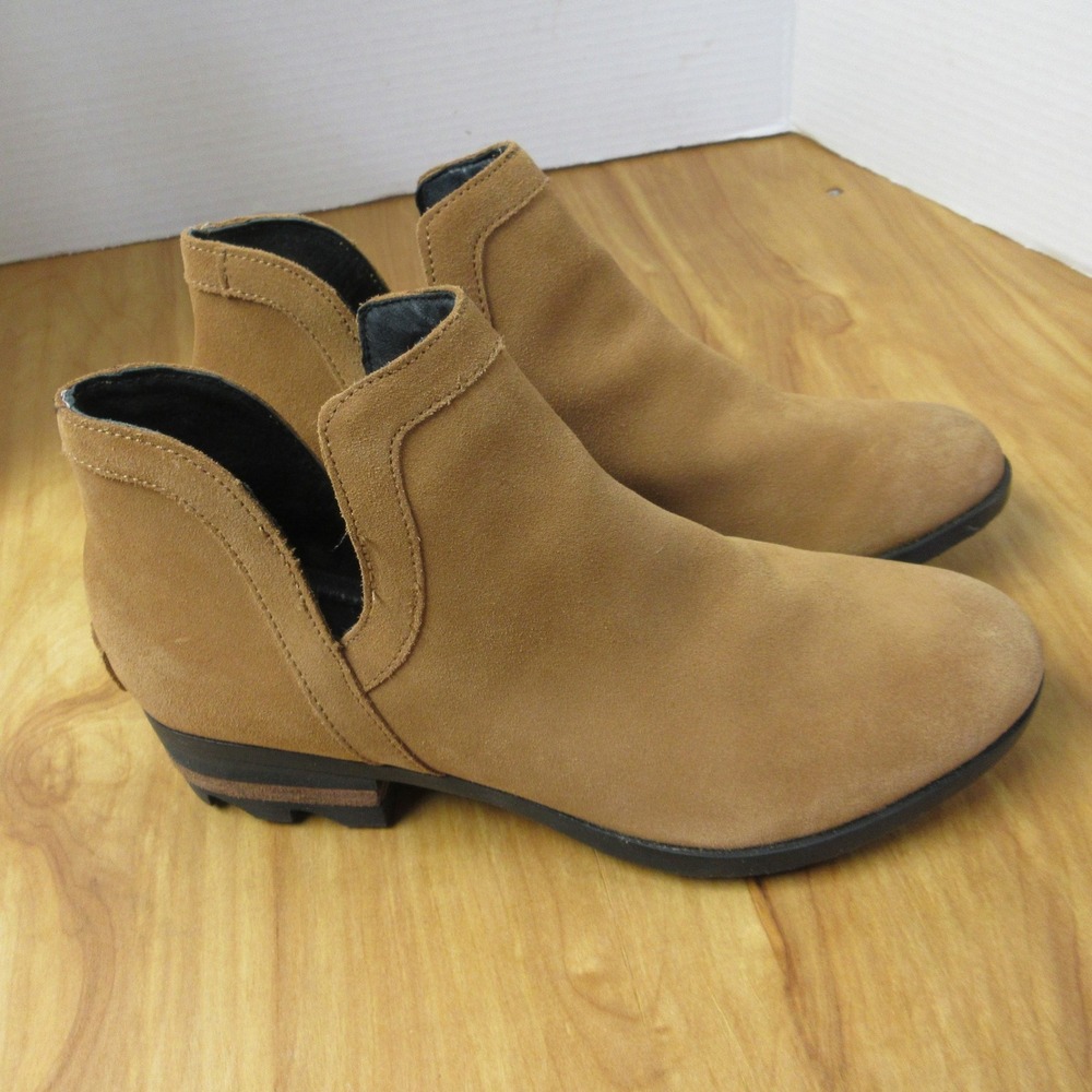 SOREL Lolla Cut-Out Bootie Womens‎ 10 Camel Brown Suede Leather Ankle Boots NEW